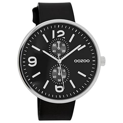 Oozoo orologio da polso xl con cinturino in pelle per articoli speciali, outlet a prezzo ridotto, variante 2, c7079 - nero/marrone scuro, cinghia