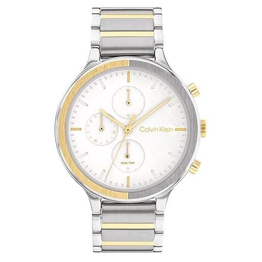 Calvin Klein orologio analogico multifunzione al quarzo da donna collezione energize con cinturino in acciaio inossidabile o in silicone bianco (white)