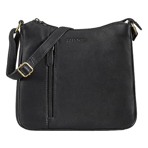 STILORD 'cecilia' piccola borsa a tracolla donna elegante borsa a mano crossbody vera pelle, colore: nero