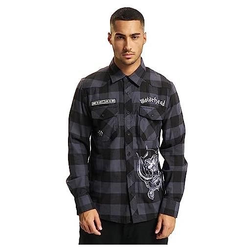 Brandit motörhead checkshirt black-grey camicia, schwarz/grau, s uomo