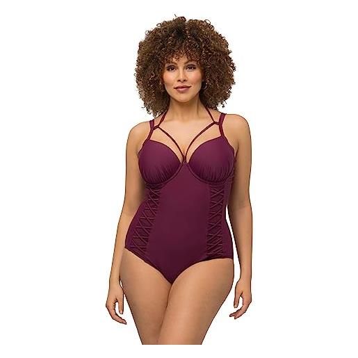 Ulla popken costume da bagno, con ferretto, coppe morbide, allacciatura al collo intero, rosso vivo, 66 donna