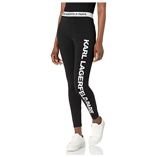 KARL LAGERFELD logo legging leggings, nero, l donna