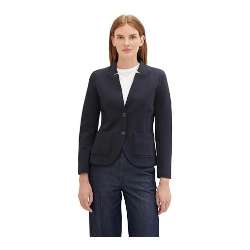 TOM TAILOR blazer giacca basic da donna in ottoman con tasche, 10668-capitano del cielo blu, xs