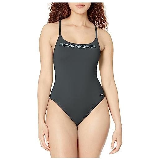 Emporio Armani women's logo lover swimsuit costume da bagno one piece, bianco, l donna