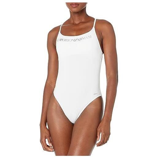 Emporio Armani women's logo lover swimsuit costume da bagno one piece, bianco, xl donna