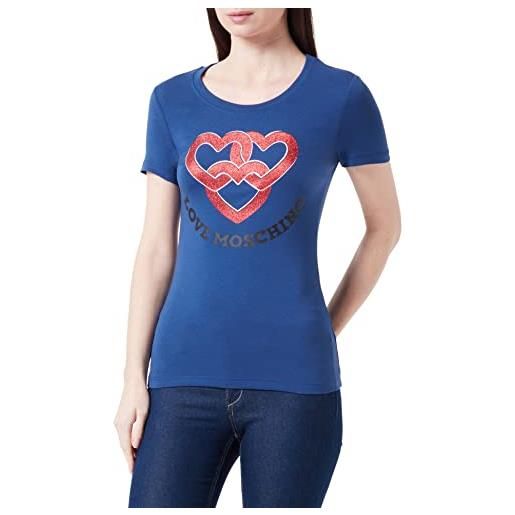 Love Moschino maniche corte aderenti, con stampa digitale sulla parte anteriore t-shirt, nero, 46 donna