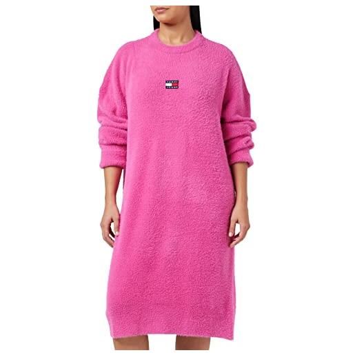 Tommy Jeans tjw furry sweater dress dw0dw14414 vestiti in maglia, rosa (pink amour), xl donna