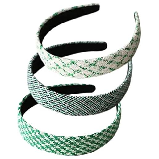 MIQIQAO imbottito headband tartan headband spessore headband ladies headbands per capelli corti in cotone headbands per le donne (cpadlvge)