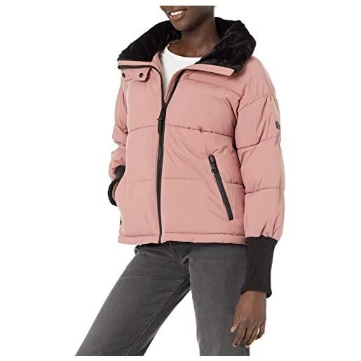 DKNY outerwear-giacca trapuntata da donna, con zip e tasche, palissandro, s