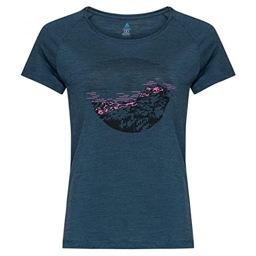 Odlo maglietta girocollo s/s ascent pw 130 sunrise t-shirt, blu (wing teal), s donna