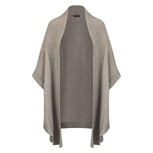 ApartFashion poncho laterale lavorato a maglia con mantovana stretta maglione cardigan, grigio, l donna