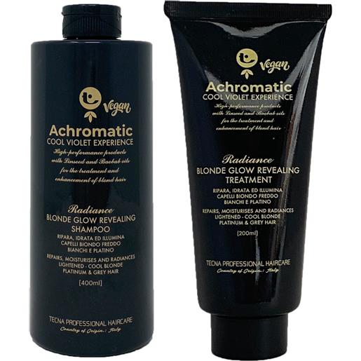Tecna achromatic blonde glow revealing kit shampoo 400 ml + treatment 200 ml