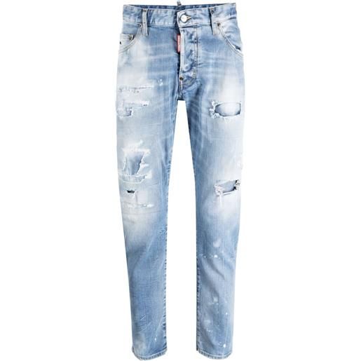 Dsquared2 jeans affusolati con effetto vissuto - blu