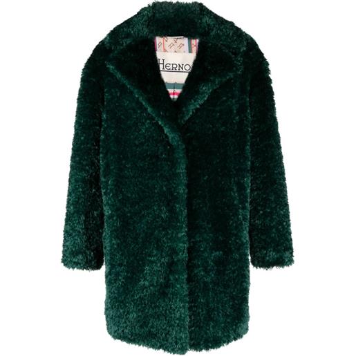 Herno cappotto monopetto in finta pelliccia - verde
