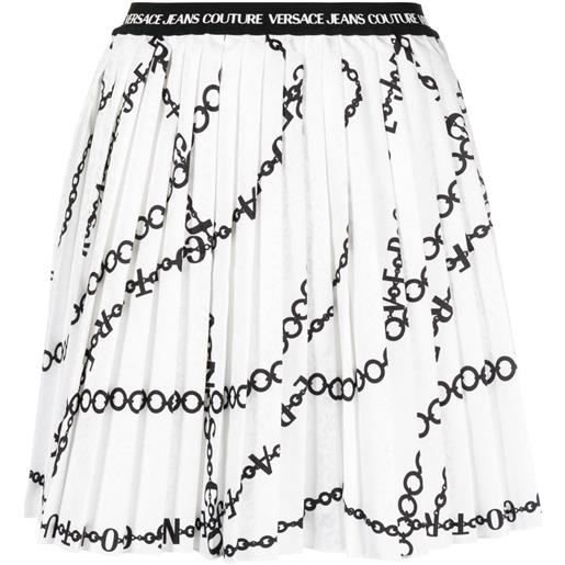 Versace Jeans Couture minigonna plissettata con stampa necklace - bianco