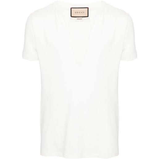 Gucci t-shirt con scollo profondo - bianco