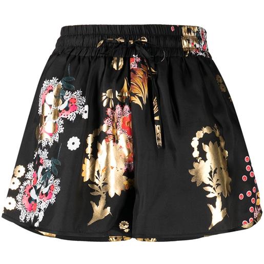 Cynthia Rowley shorts alice a fiori con coulisse - nero