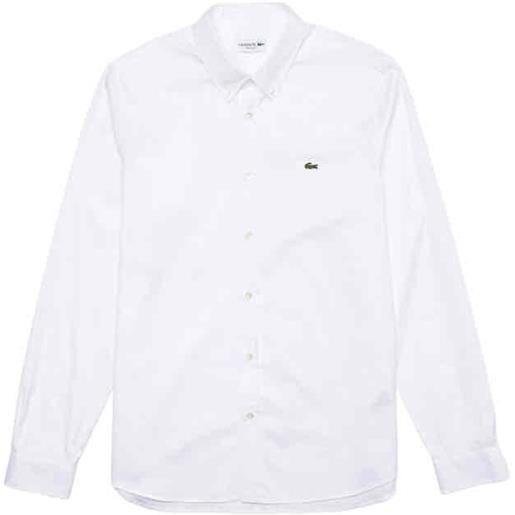 LACOSTE - camicia oxford bianco