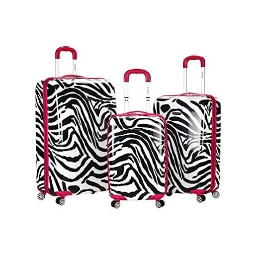 Rockland set verticale da 3 pezzi, zebra rosa. , taglia unica, set di 3 pezzi zebrato in policarbonato/abs