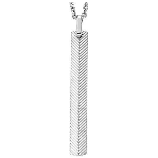 Fossil collana da uomo, collana a catena con trama lineare harlow, argento (silver)