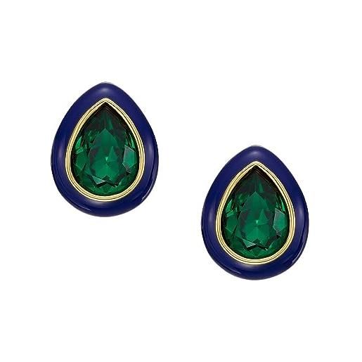Fossil orecchini candy jewels da donna, pietre di vetro smaltate blu e verdi, ja7195710