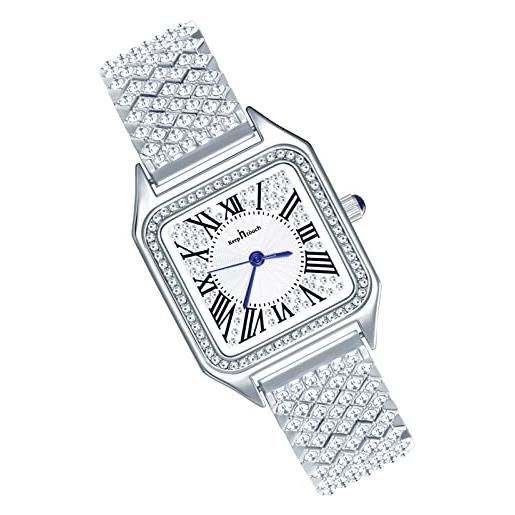 MicLee orologio al quarzo orologio da donna ragazza quadrante di lusso con diamanti incastonati quadrante con numeri romani set in lega, movimento domestico orologi di moda
