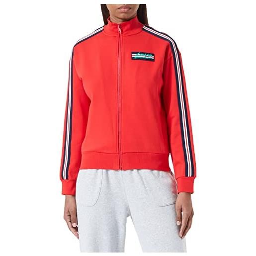 Love Moschino zippered, customized with striped tape along shoulders sleeves and logo patch on left chest. Giacca, blue, 38 da donna