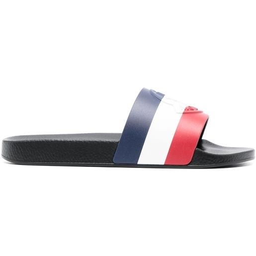 Moncler sandali slides basile con logo goffrato - blu