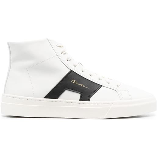 Santoni sneakers alte con logo - bianco