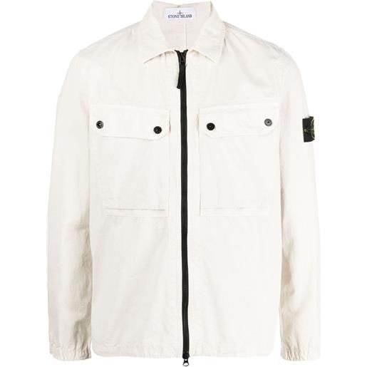 Stone Island giacca-camicia con applicazione compass - toni neutri