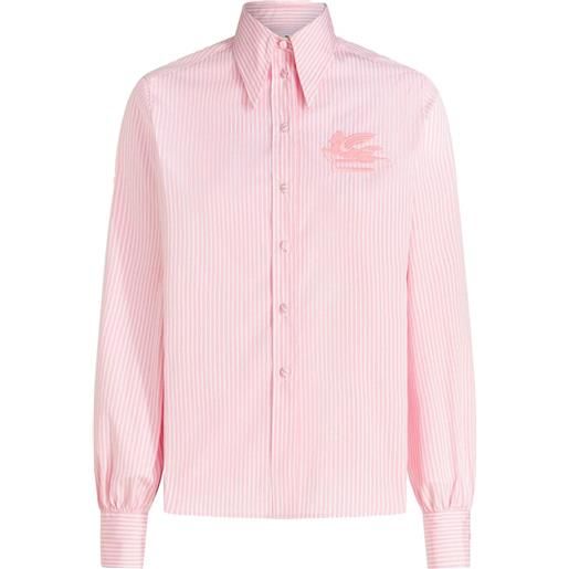 ETRO camicia a righe con ricamo - rosa