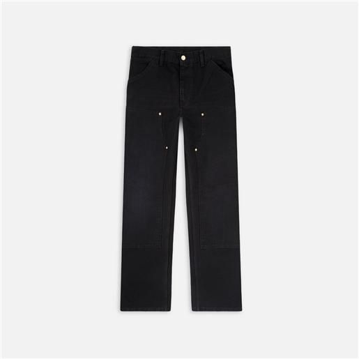 Carhartt WIP double knee pant black aged canvas uomo