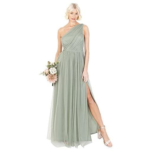 Anaya with Love womens ladies maxi one cold shoulder dress with slit split sleeveless prom wedding guest bridesmaid ball evening gown vestito, forest green, 46 donna