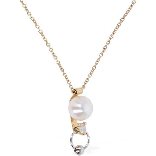 DELFINA DELETTREZ collana 2 in 1 in oro 18kt con diamanti e perla