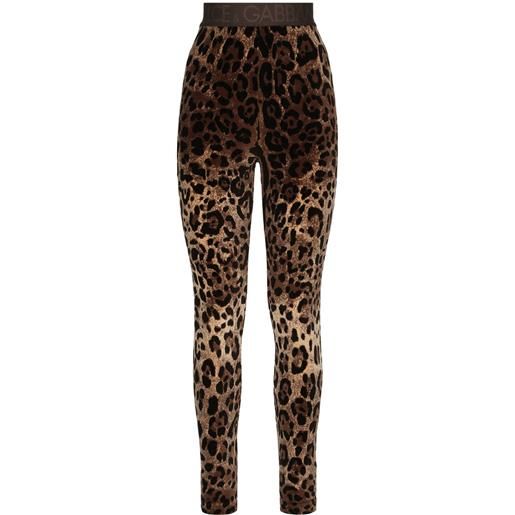 Dolce & Gabbana leggings leopardati jacquard - marrone