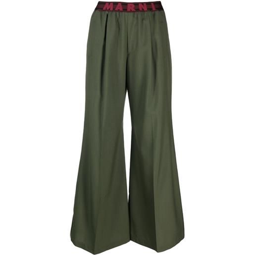 Marni pantaloni a palazzo con stampa - verde
