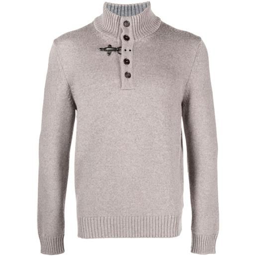 Fay button-up high-neck sweatshirt - marrone