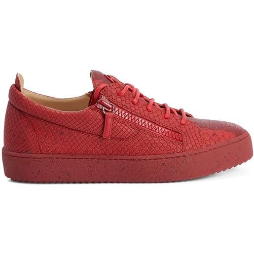 Giuseppe Zanotti sneakers frankie con effetto pelle di serpente - rosso