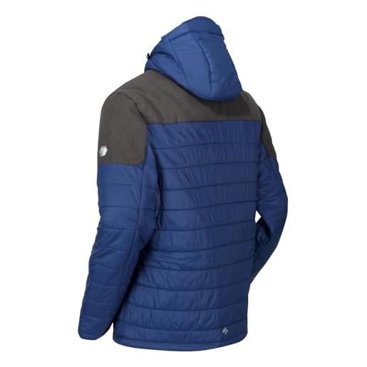 Regatta orton lightweight water repellent wool effect down-touch insulated hooded jacket, giacche baffled/trapuntate uomo, prussiano/magnete, xl