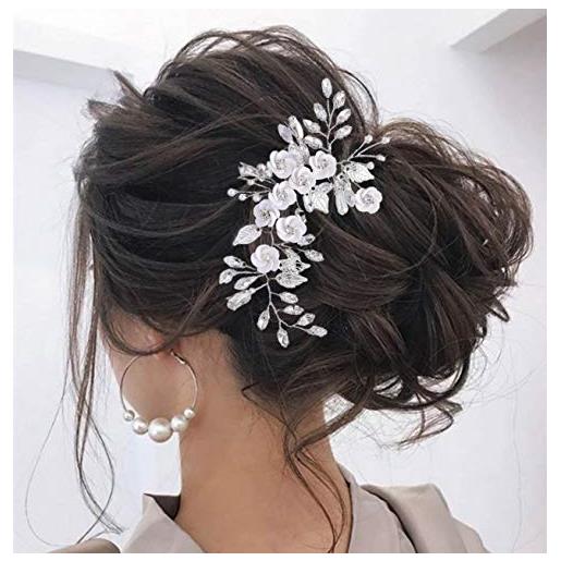 Unicra accessori per capelli da sposa con fiore di vite perla decorazioni capelli sposa strass capelli da sposa accessorio per acconciature da sposa (oro)