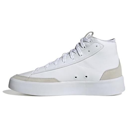 adidas znsored hi prem leather, shoes-mid (non-football) unisex-adulto, ftwr white/ftwr white/ftwr white, 49 1/3 eu