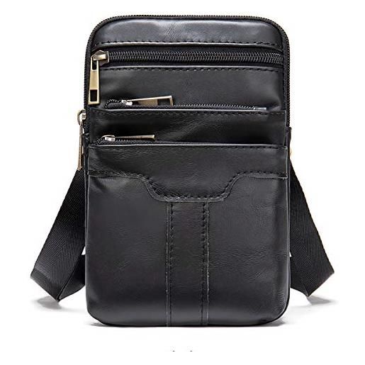 WNHTFAC borsa a tracolla pelle per cellulare uomo, custodia cellulare da cintura pelle, marsupio multifunzionale da uomo portafoglio sacchetto tracolla messenger bag borse a spalla fondina supporto telefono