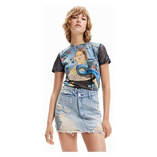 Desigual ts_filipa 5000 t-shirt, blu, l donna