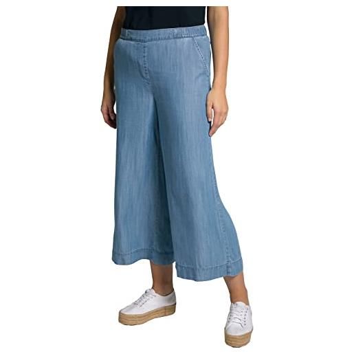 Ulla popken lyocell culotte, effetto, cintura comoda, forma marlene pantaloni casual, azzurro (denim azzurro), 40w / 32l donna