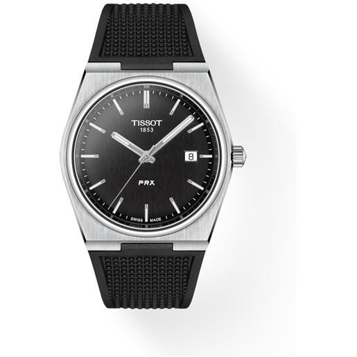 Tissot orologio Tissot prx con quadrante nero e cinturino in caucciù