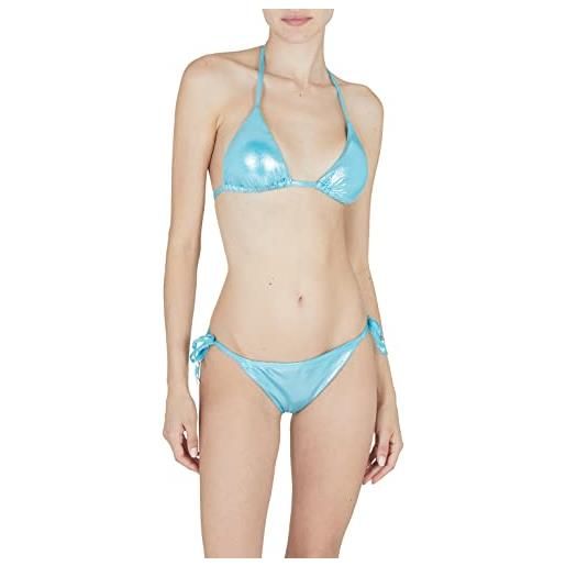 Emporio Armani women's dot foil lyrca string brief bikini set, nero, s donna
