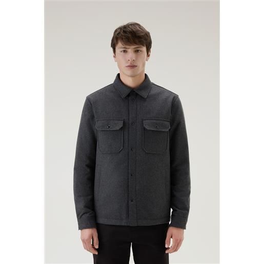 Woolrich uomo giacca a camicia imbottita alaskan in misto lana italiana riciclata grigio taglia s