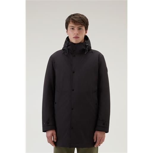 Woolrich uomo cappotto 3 in 1 in nylon elasticizzato con giacca trapuntata removibile nero taglia xs