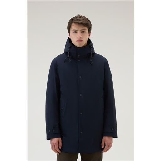 Woolrich uomo cappotto 3 in 1 in nylon elasticizzato con giacca trapuntata removibile blu taglia s