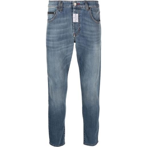 Philipp Plein jeans skinny con applicazione logo - blu